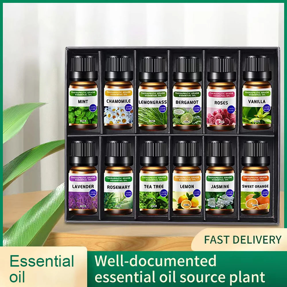 12-Bottle Essential Oil Set for Humidifiers – Aromatherapy Blend