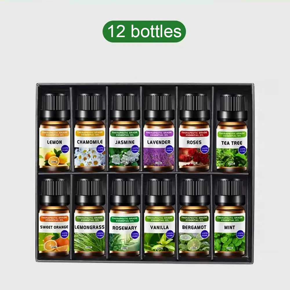 12-Bottle Essential Oil Set for Humidifiers – Aromatherapy Blend