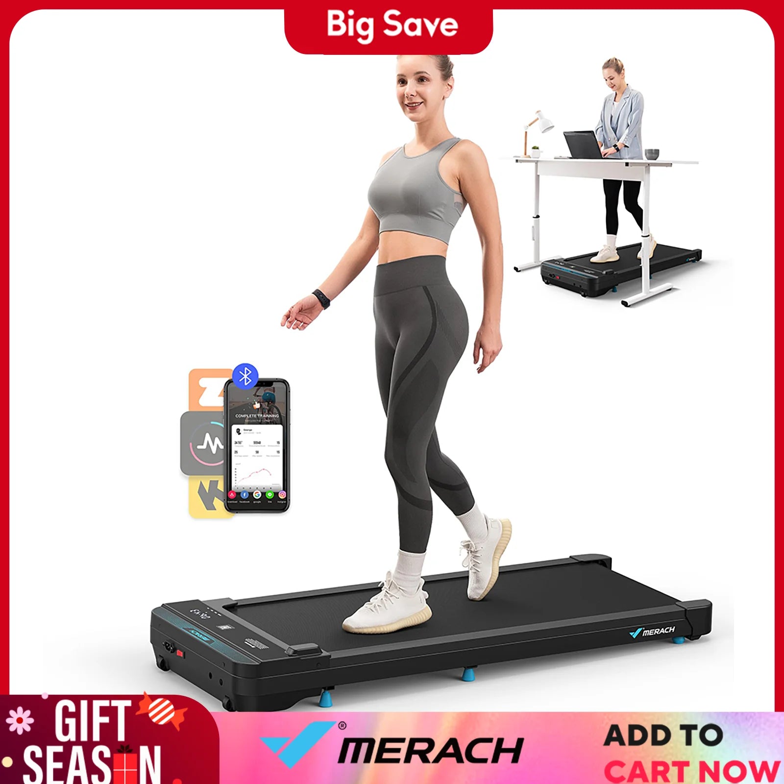 MERACH Small Walking Pad Treadmill – Portable & Quiet