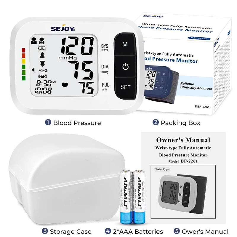 SEJOY Digital Wrist Blood Pressure Monitor with Heart Rate Meter