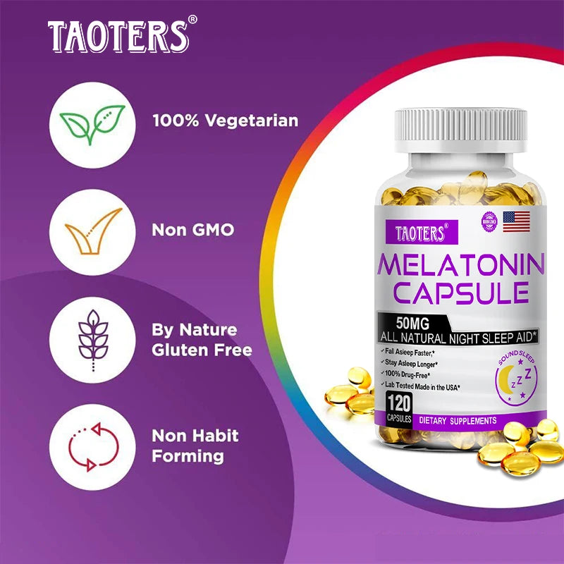 Melatonin Capsules – All-Natural Nighttime Sleep Aid for Adults