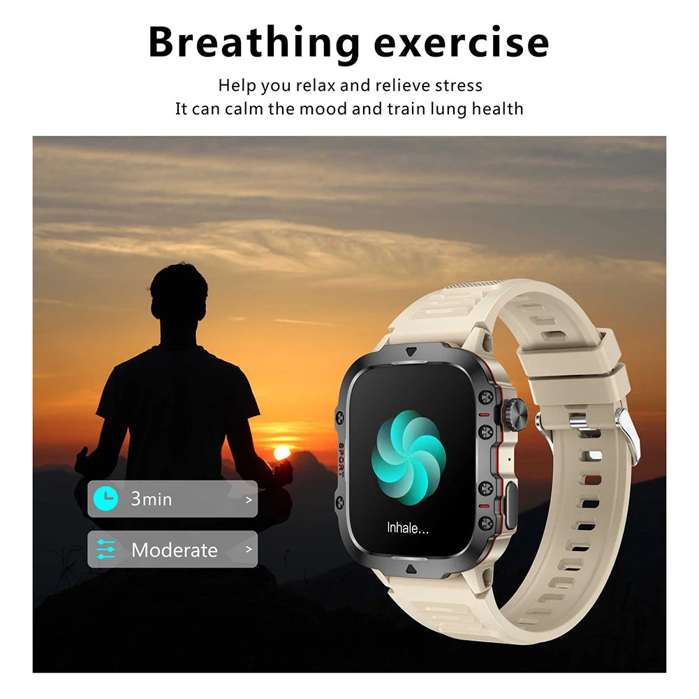 1.96" Touchscreen Smart Watch for Men – AI Voice & Health Monitor