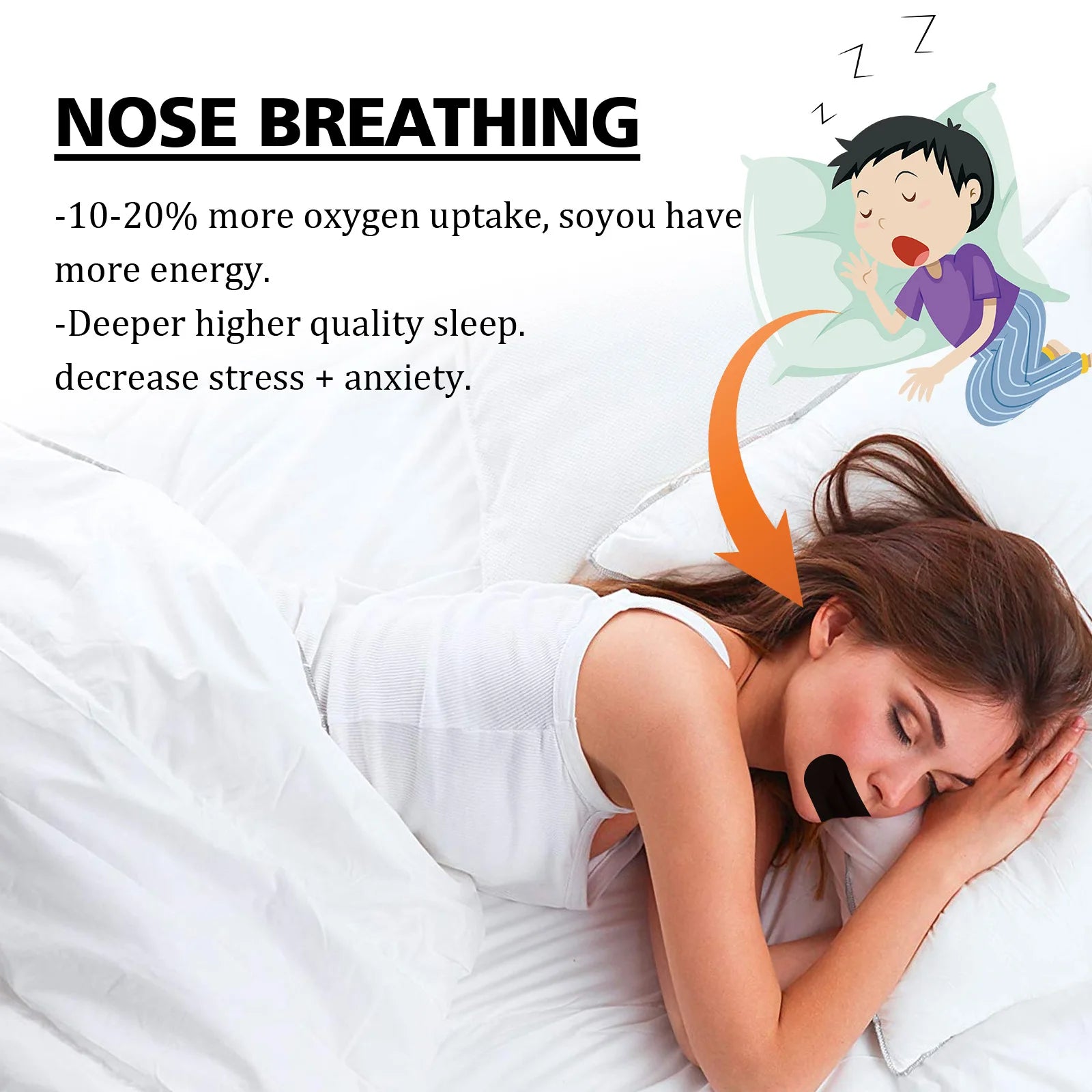 Anti-Snoring Mouth Tape – Nose Breathing Sleep Aid