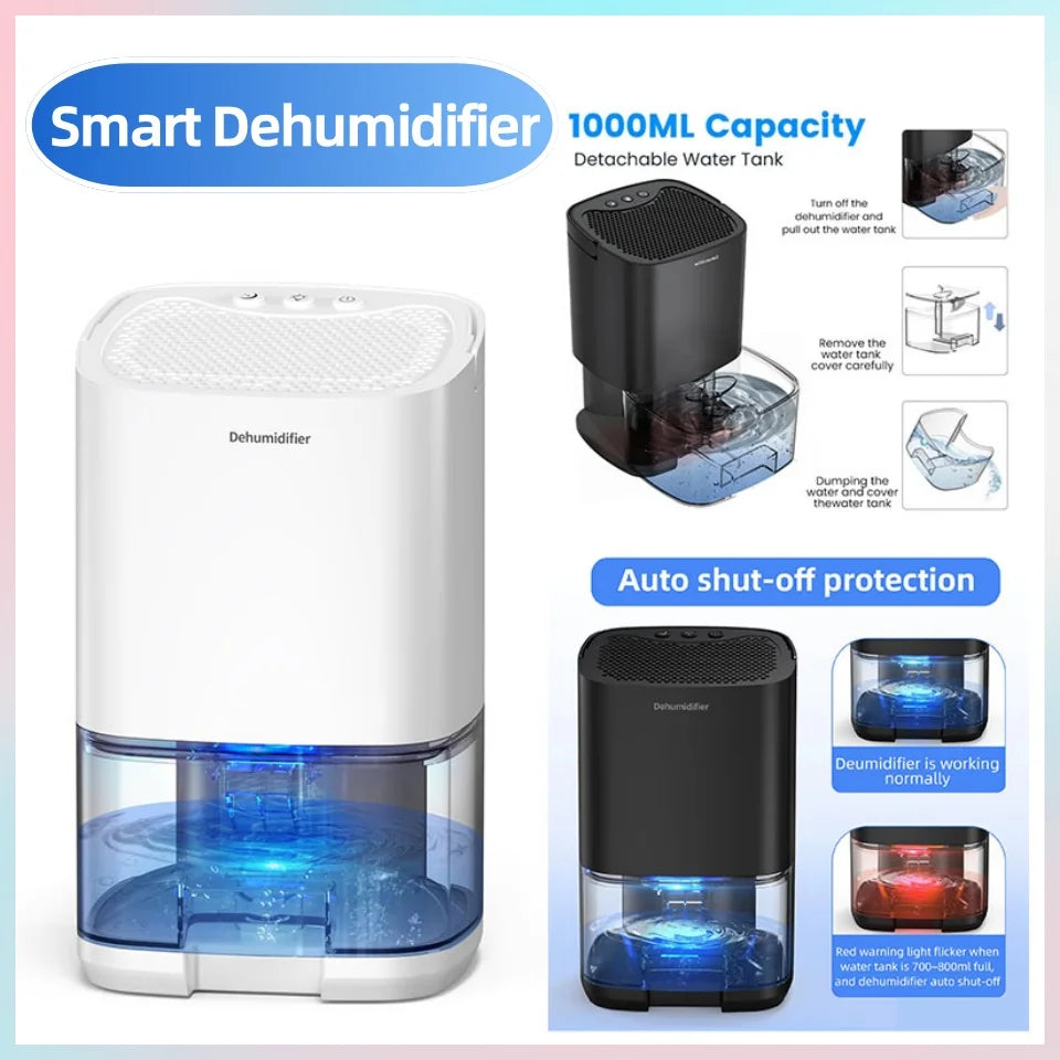 Portable Air Dehumidifier – Silent Moisture Absorber for Home & Office