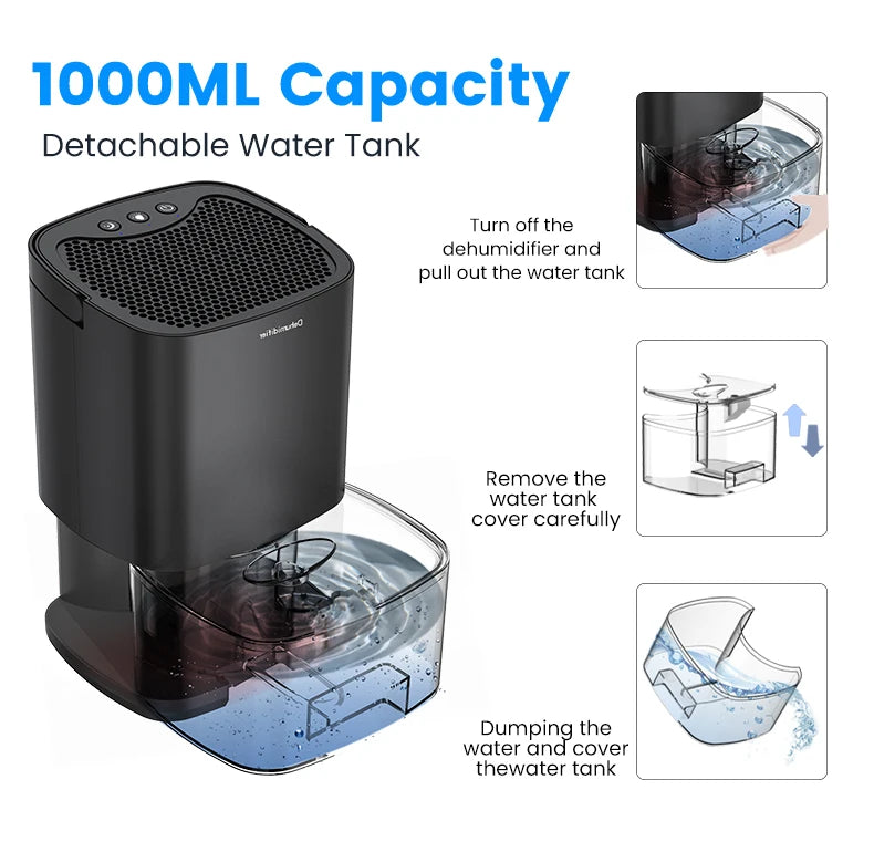 Portable Air Dehumidifier – Silent Moisture Absorber for Home & Office
