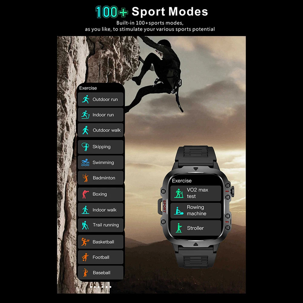 1.96" Touchscreen Smart Watch for Men – AI Voice & Health Monitor
