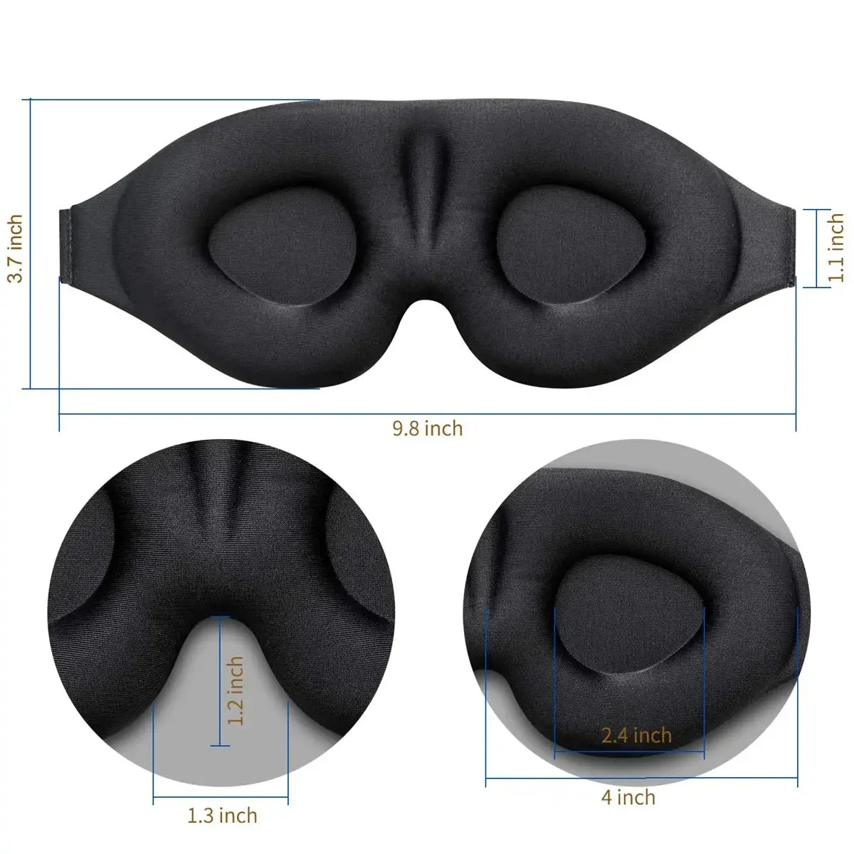 3D Contoured Sleep Mask – Light Blocking Eye Blindfold