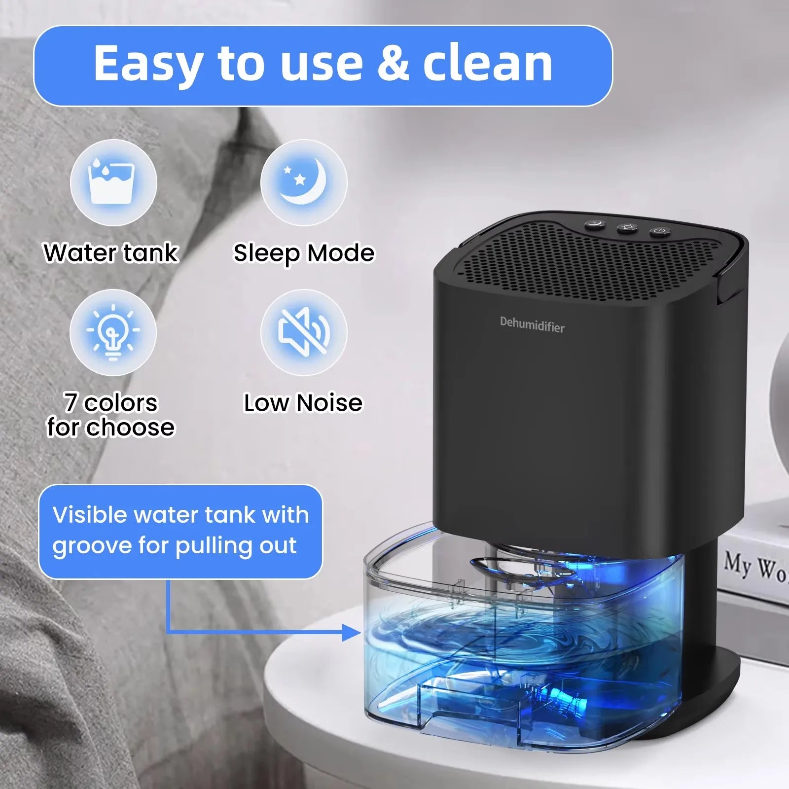 Portable Air Dehumidifier – Silent Moisture Absorber for Home & Office