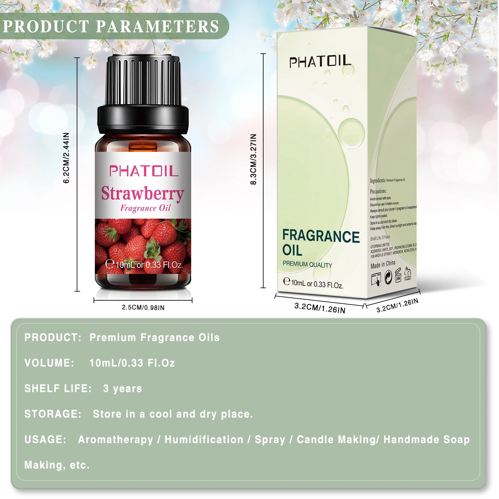 PHATOIL 10ml Fruit Fragrance Oil Set for Soap & Candle Making