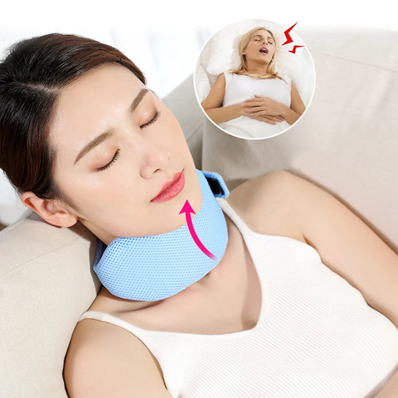 Adjustable Anti-Snoring Neck Brace & Chin Strap – Sleep Aid