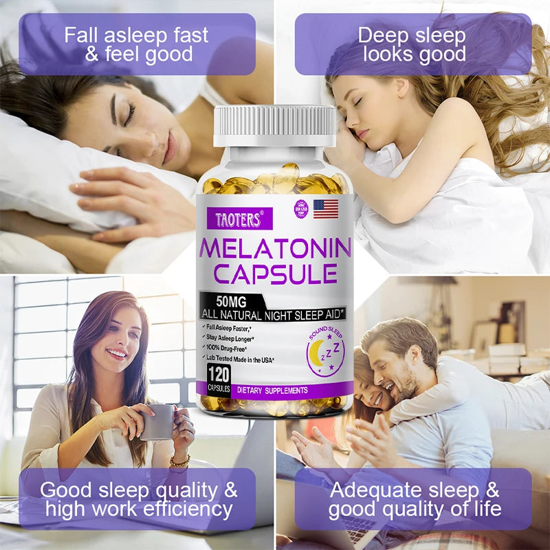 Melatonin Capsules – All-Natural Nighttime Sleep Aid for Adults