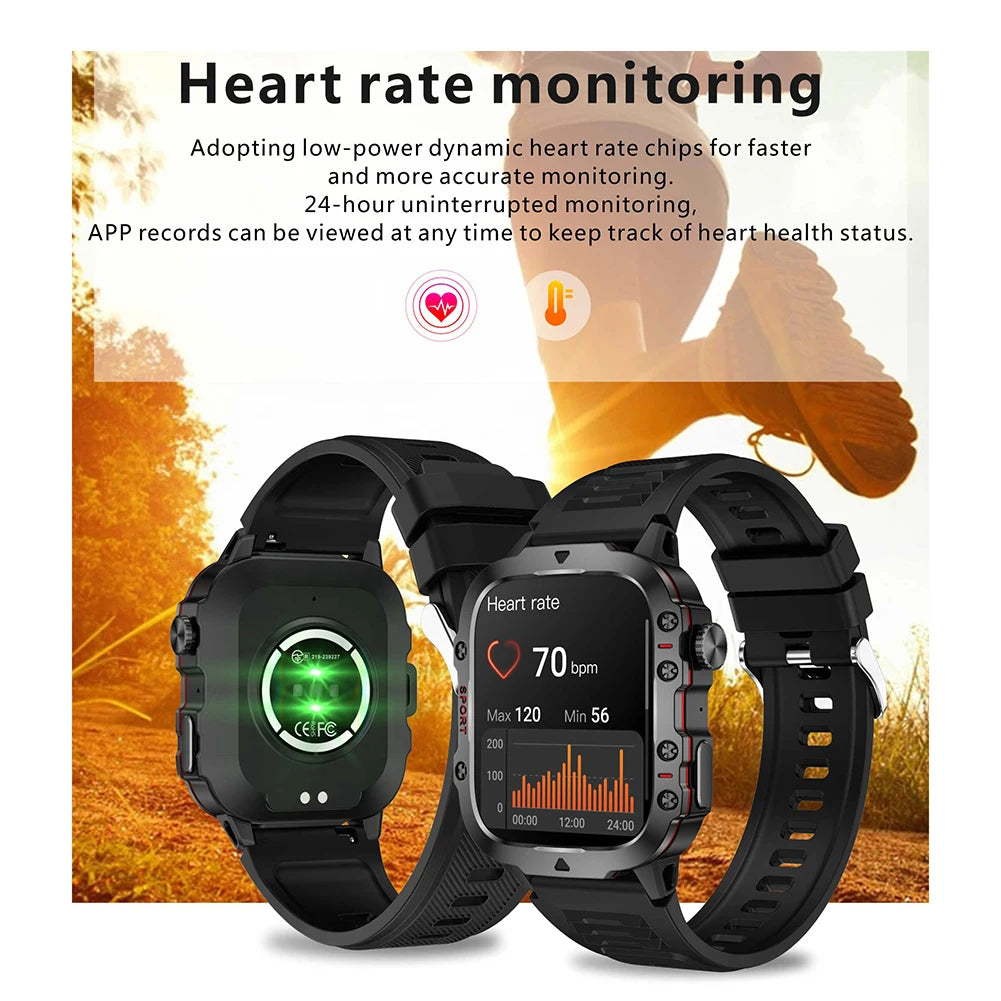 1.96" Touchscreen Smart Watch for Men – AI Voice & Health Monitor