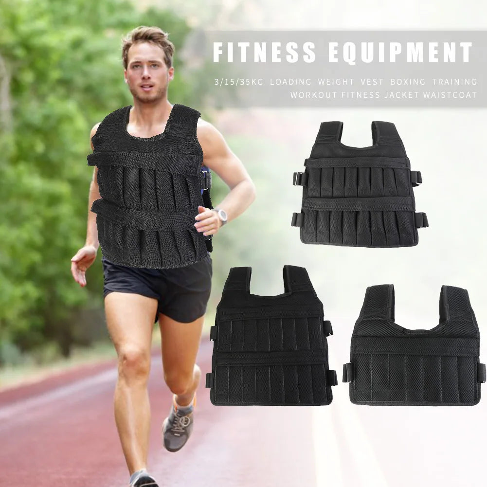 Adjustable Weight Training Vest – 3/15/35kg Fitness Running Jacket