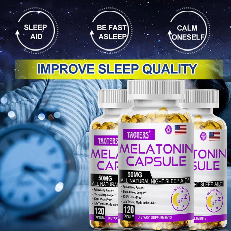 Melatonin Capsules – All-Natural Nighttime Sleep Aid for Adults
