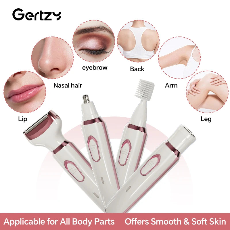 4-in-1 Rechargeable Electric Razor for Women – Wet & Dry Grooming Kit