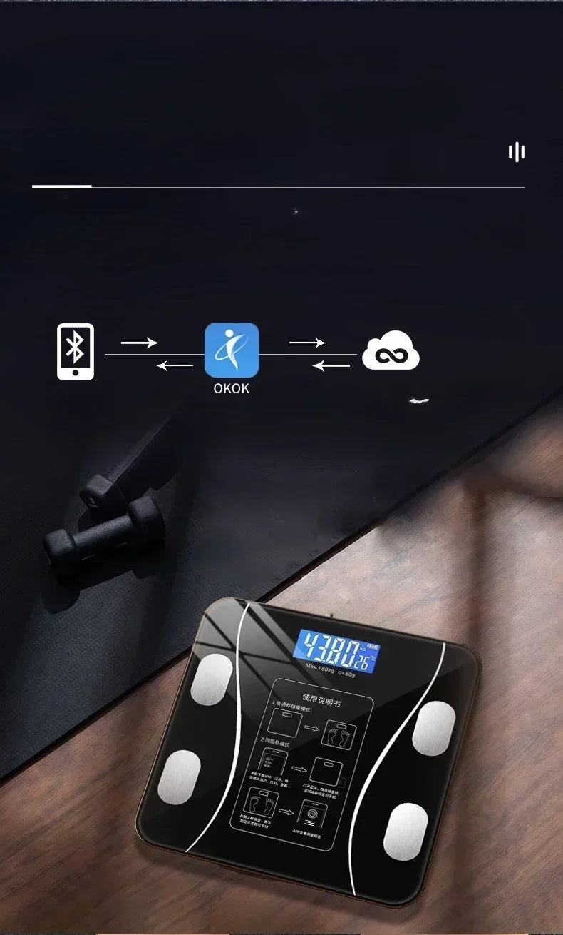 Smart Bluetooth Body Fat & BMI Scale – Digital Fitness Tracker