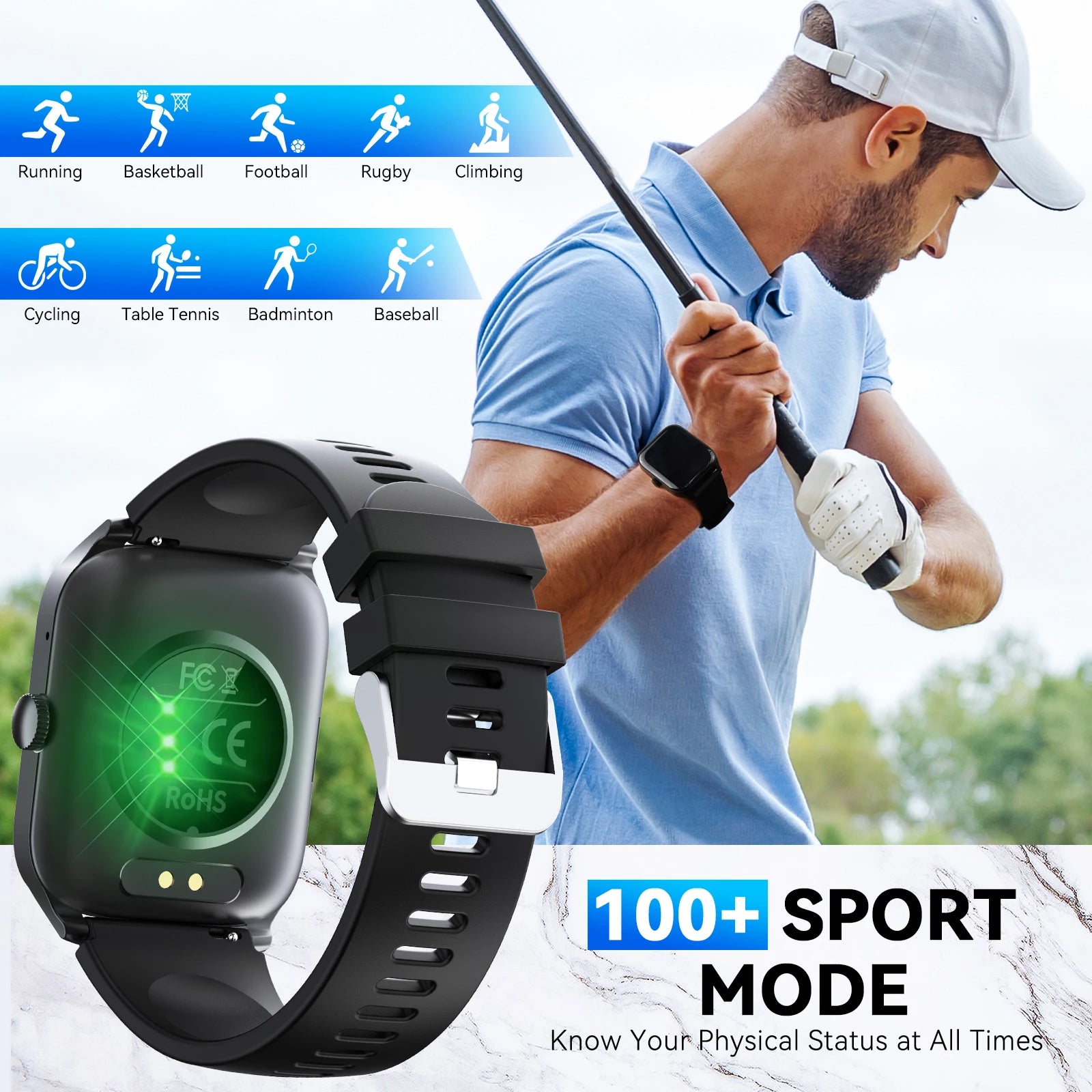 LaNikar QS56 Smart Watch – 1.83" Bluetooth Sports & Health Monitor
