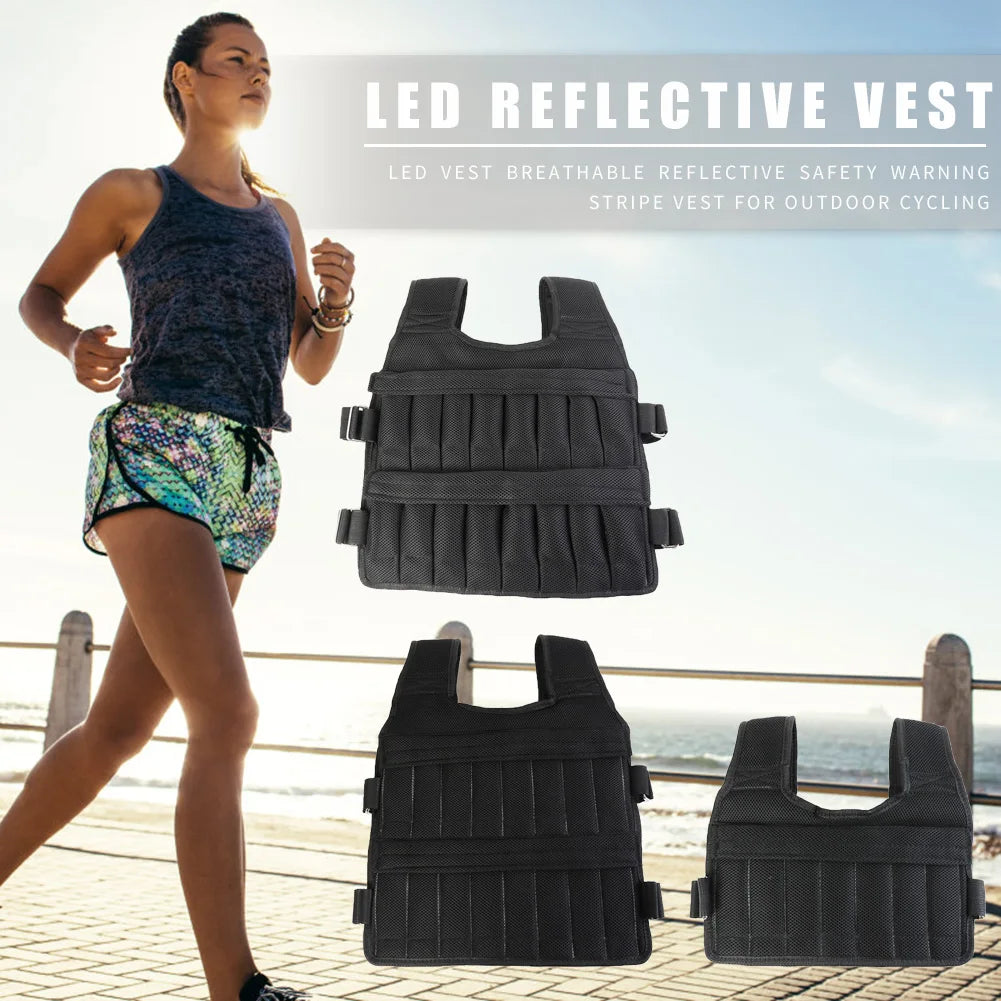 Adjustable Weight Training Vest – 3/15/35kg Fitness Running Jacket