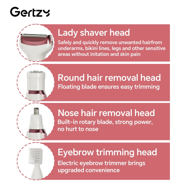 4-in-1 Rechargeable Electric Razor for Women – Wet & Dry Grooming Kit