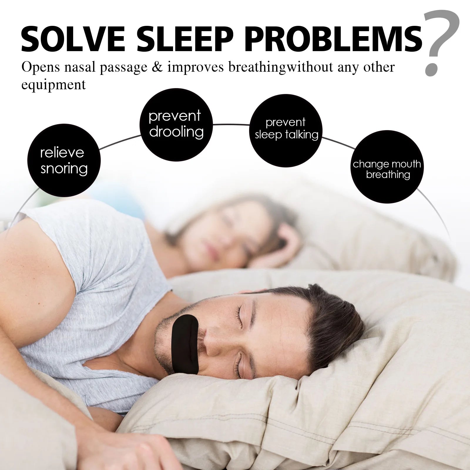Anti-Snoring Mouth Tape – Nose Breathing Sleep Aid