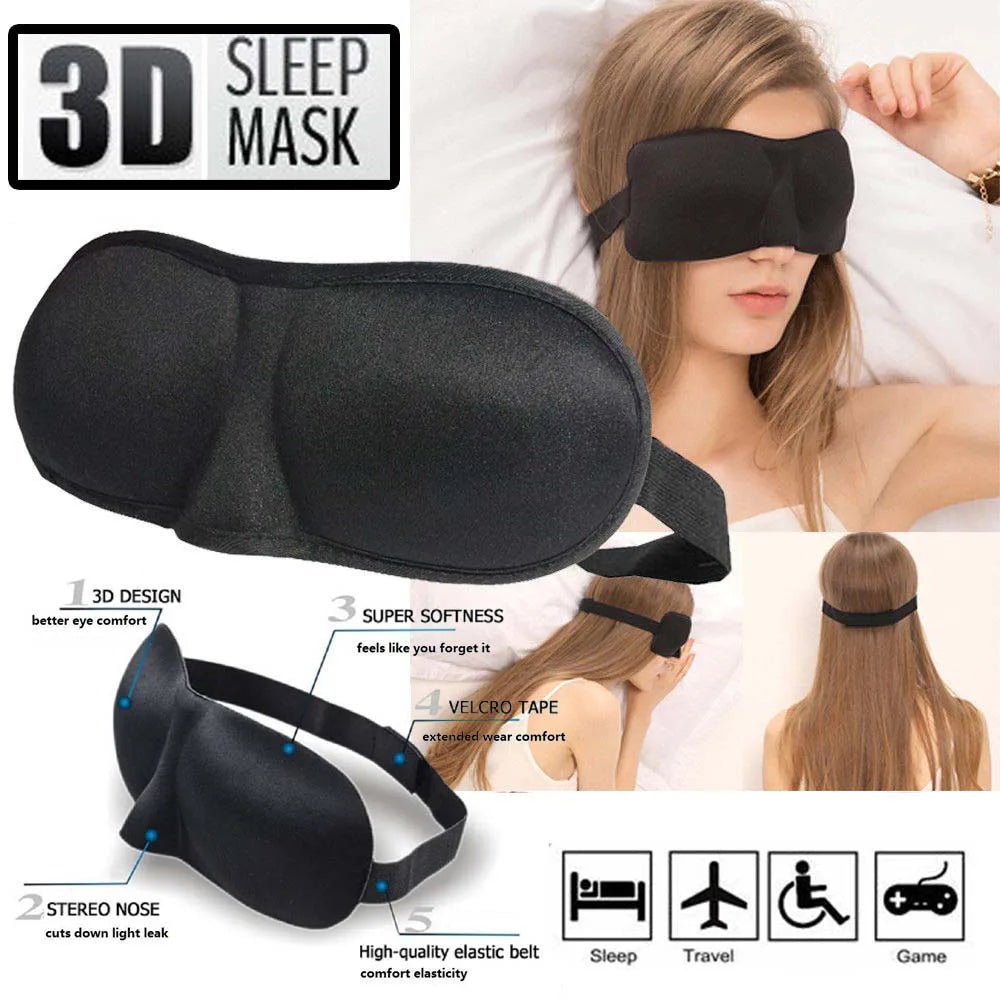 3D Soft Padded Sleeping Eye Mask – Travel & Relaxation Blindfold