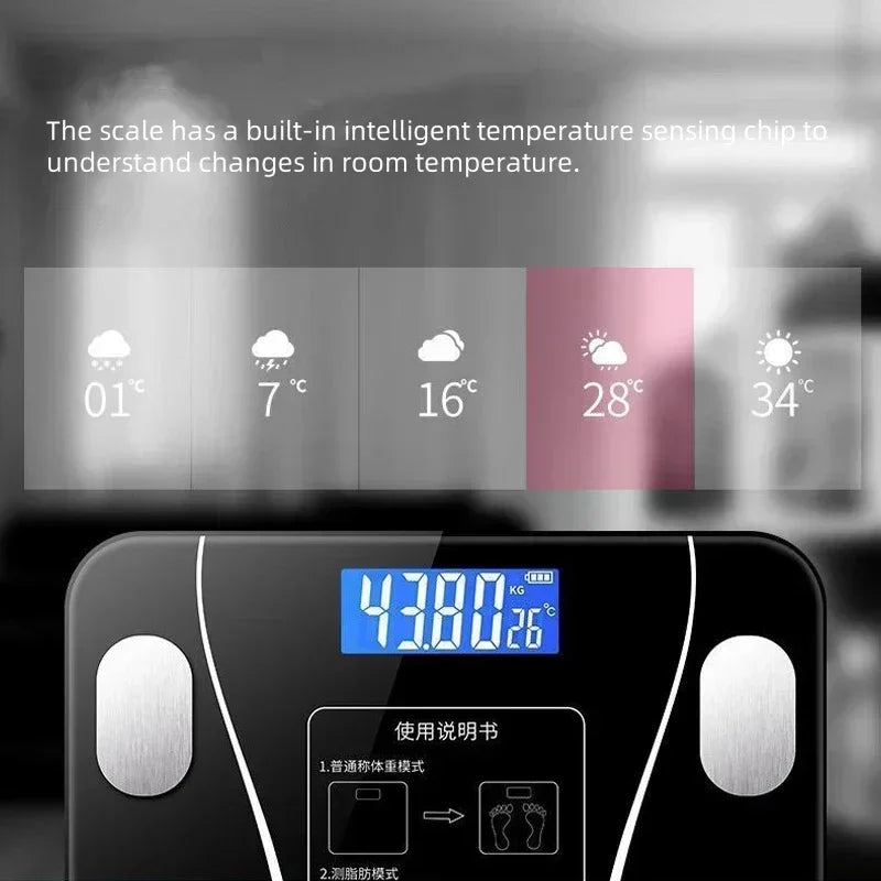 Smart Bluetooth Body Fat & BMI Scale – Digital Fitness Tracker