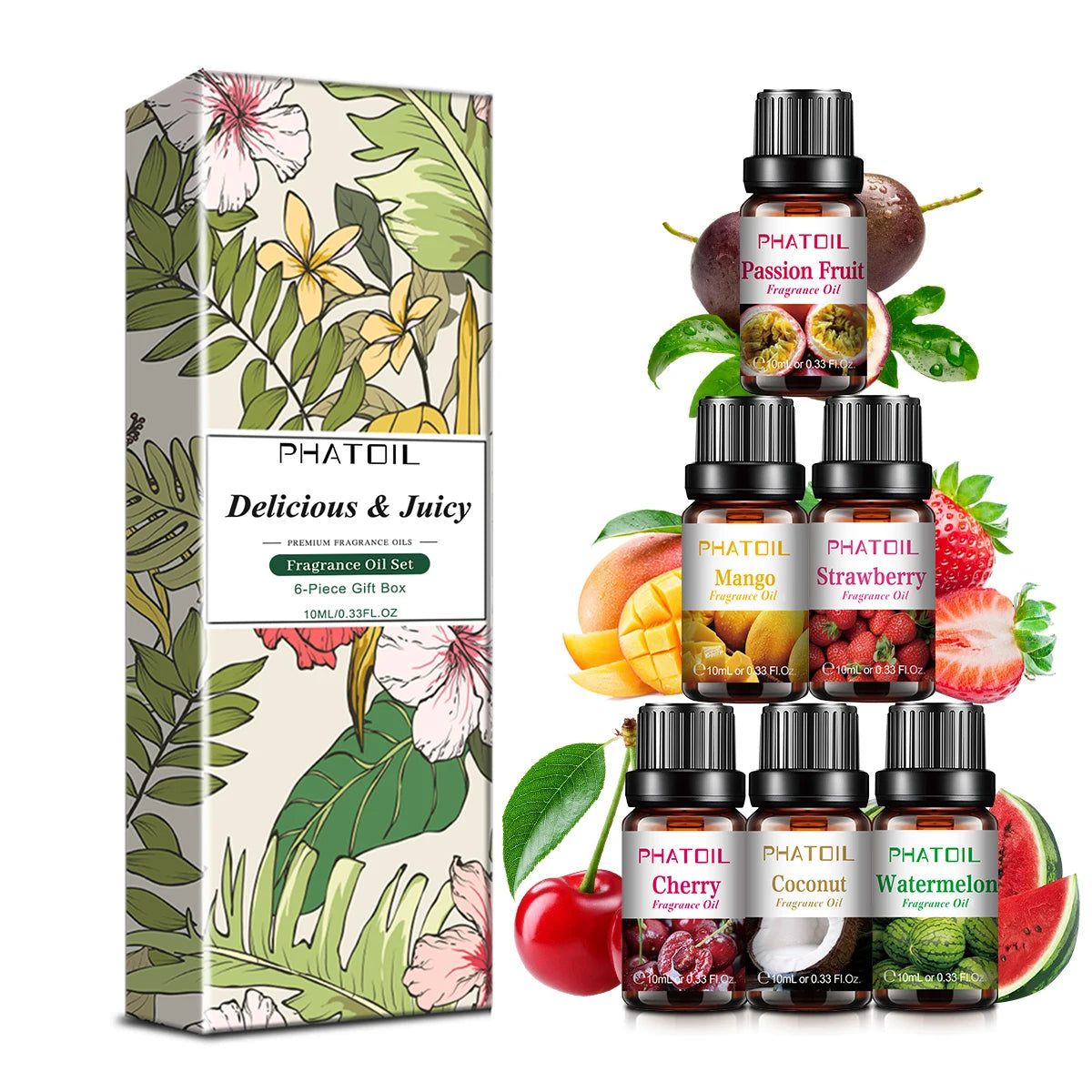 PHATOIL 10ml Fruit Fragrance Oil Set for Soap & Candle Making