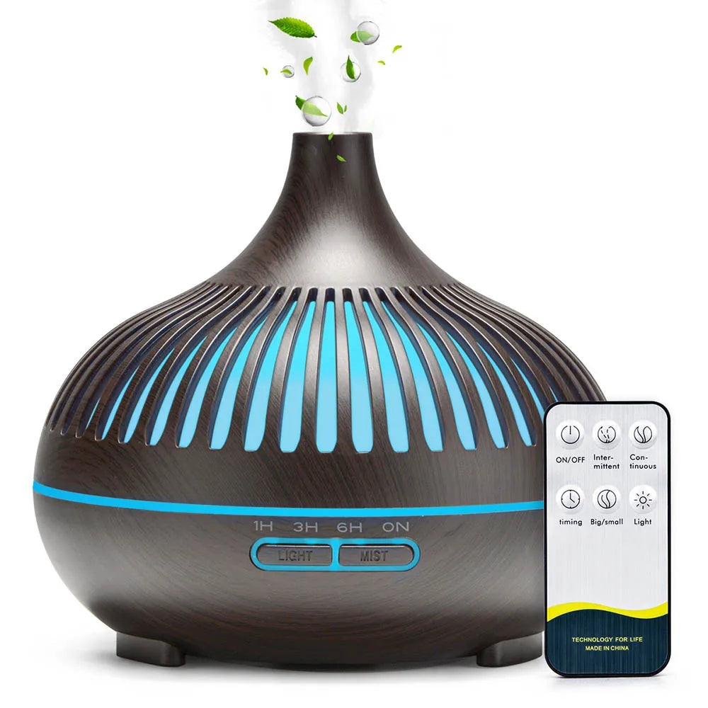 500ml Wood Grain Aromatherapy Essential Oil Diffuser with Remote