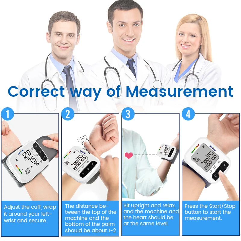 SEJOY Digital Wrist Blood Pressure Monitor with Heart Rate Meter