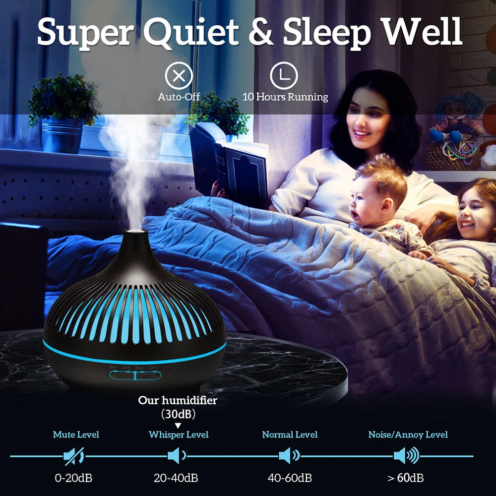 500ml Wood Grain Aromatherapy Essential Oil Diffuser with Remote