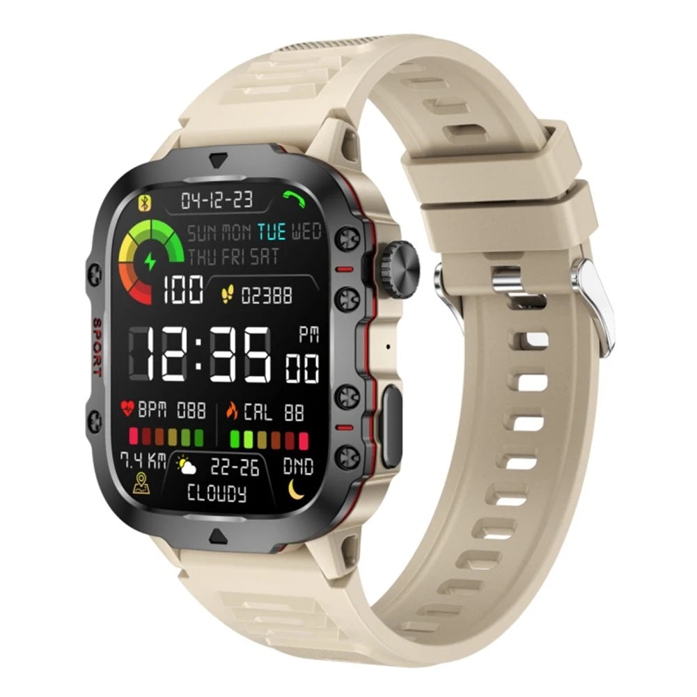 1.96" Touchscreen Smart Watch for Men – AI Voice & Health Monitor