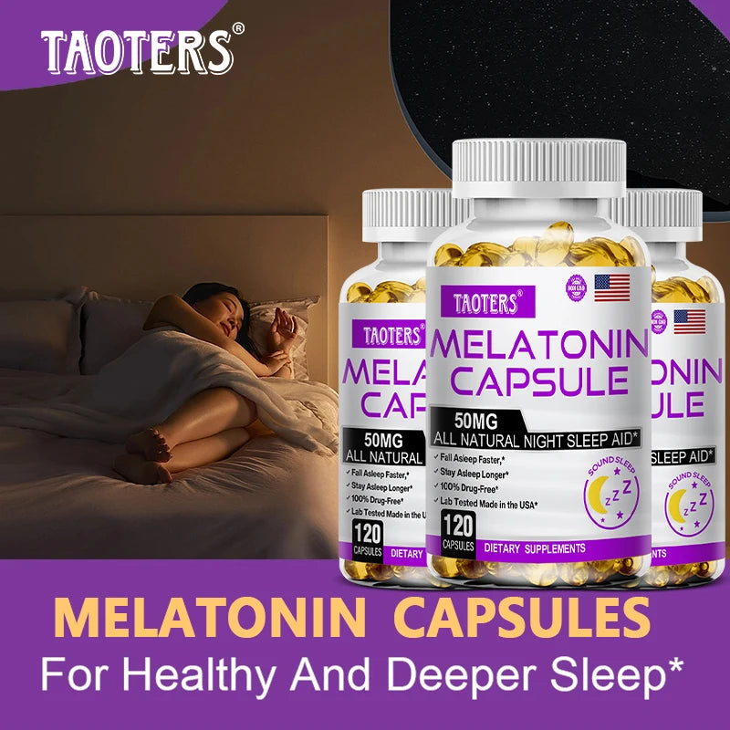Melatonin Capsules – All-Natural Nighttime Sleep Aid for Adults