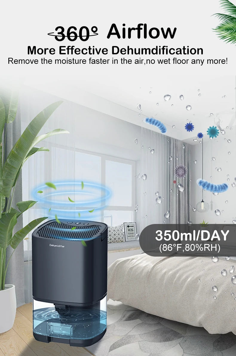 Portable Air Dehumidifier – Silent Moisture Absorber for Home & Office