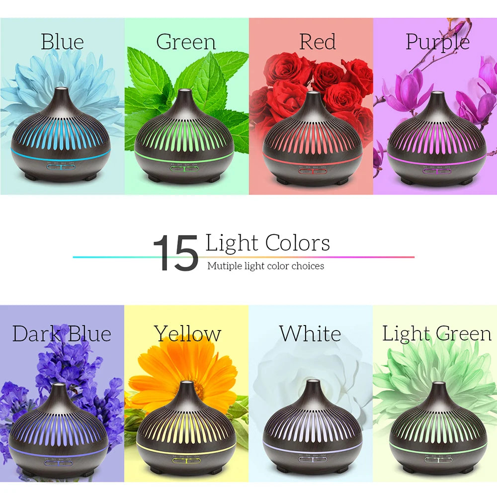 500ml Wood Grain Aromatherapy Essential Oil Diffuser with Remote