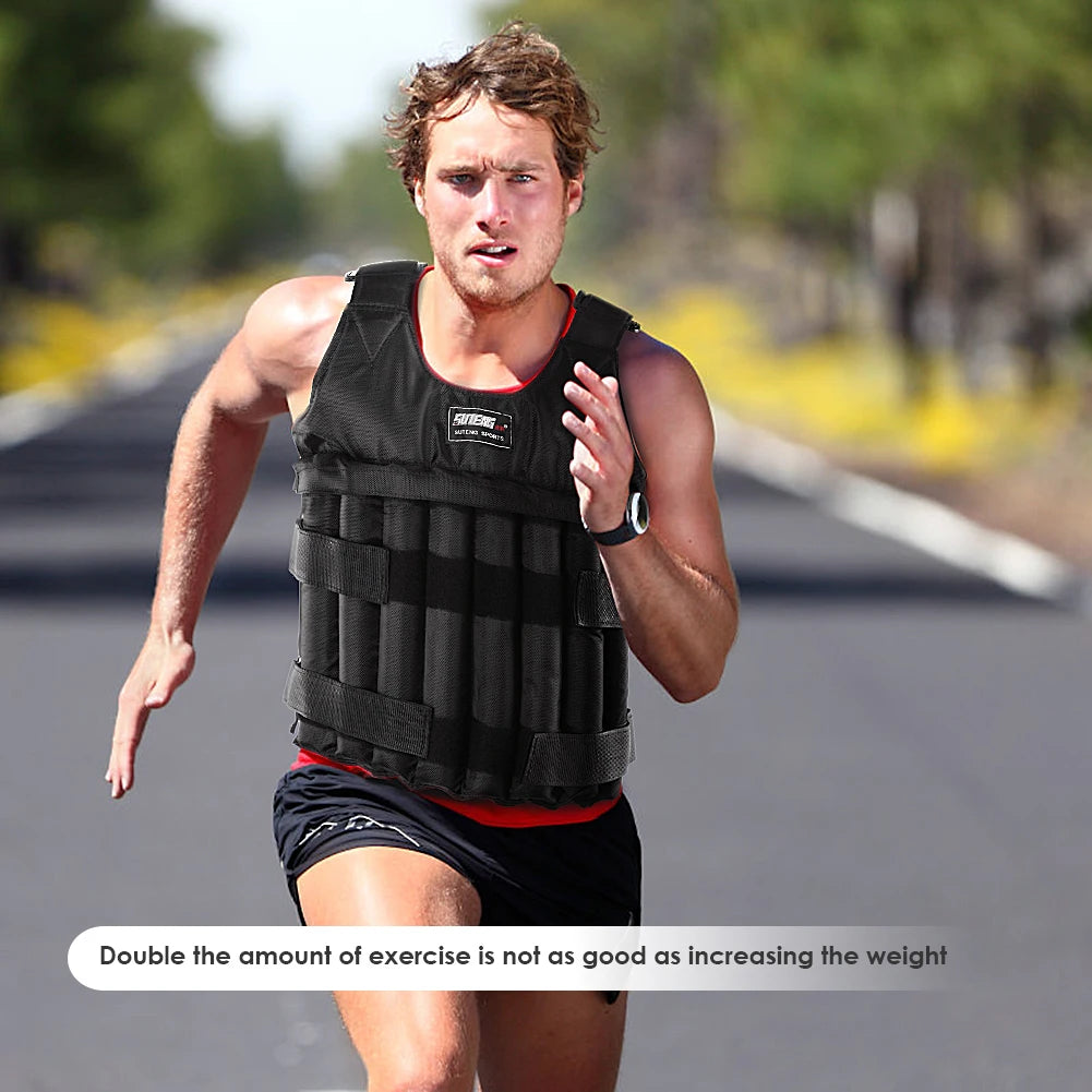 Adjustable Weight Training Vest – 3/15/35kg Fitness Running Jacket