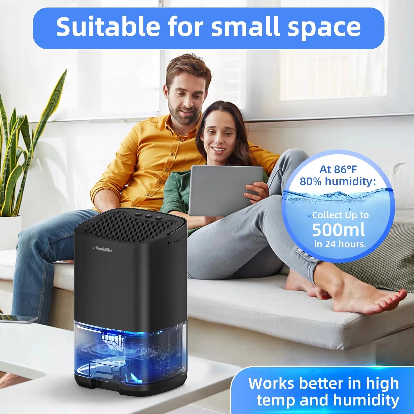 Portable Air Dehumidifier – Silent Moisture Absorber for Home & Office