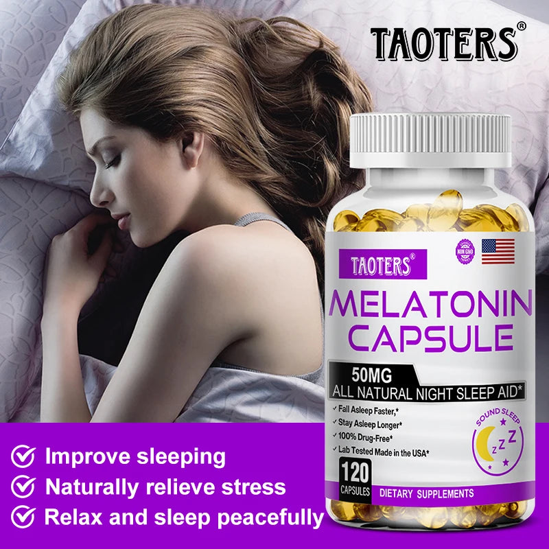 Melatonin Capsules – All-Natural Nighttime Sleep Aid for Adults