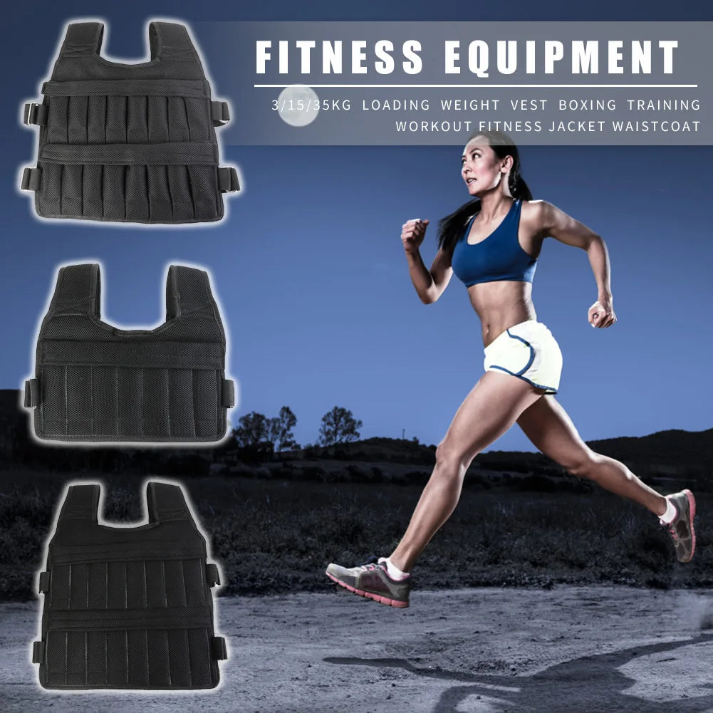Adjustable Weight Training Vest – 3/15/35kg Fitness Running Jacket