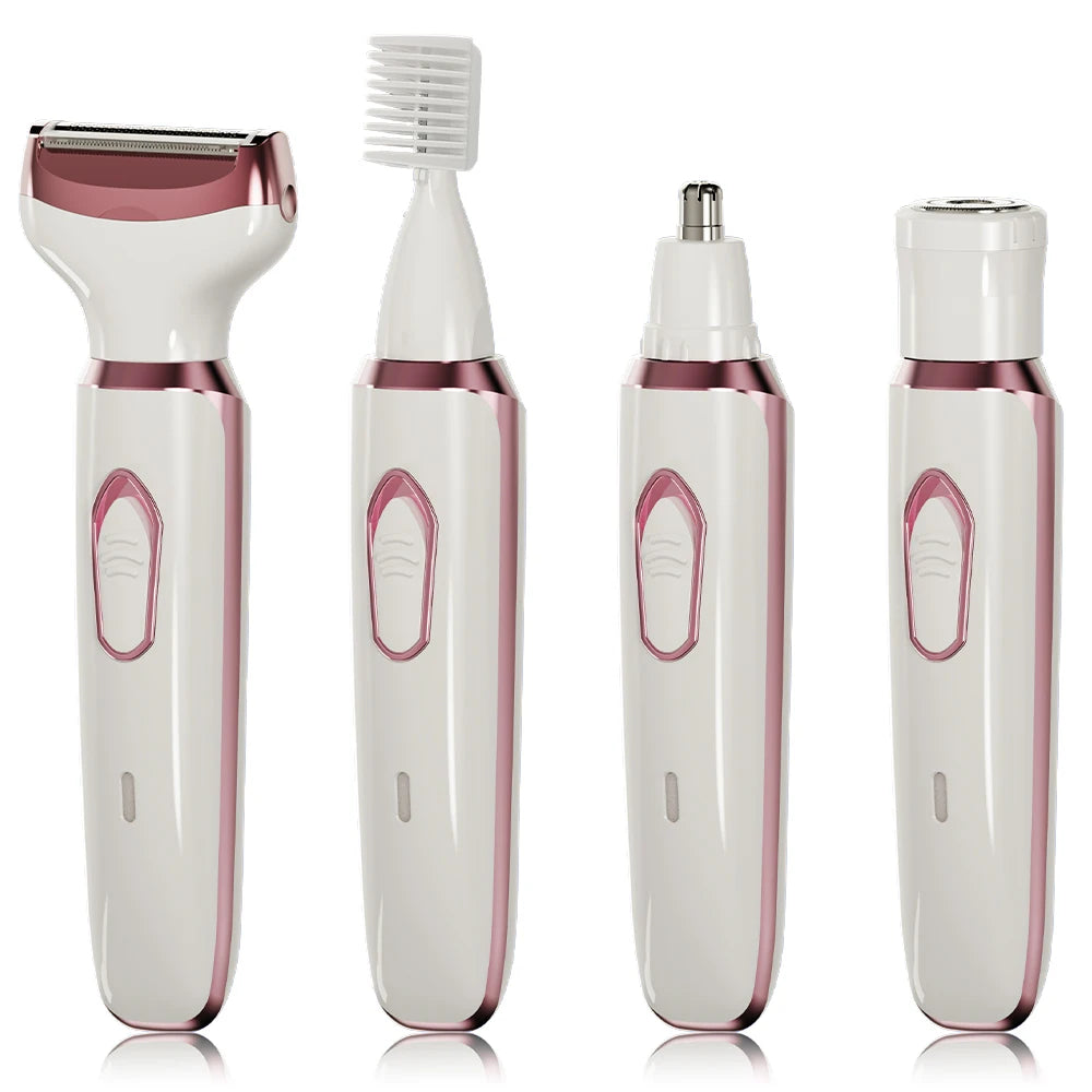 4-in-1 Rechargeable Electric Razor for Women – Wet & Dry Grooming Kit