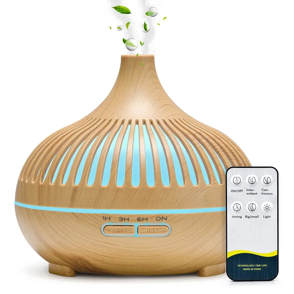 500ml Wood Grain Aromatherapy Essential Oil Diffuser with Remote