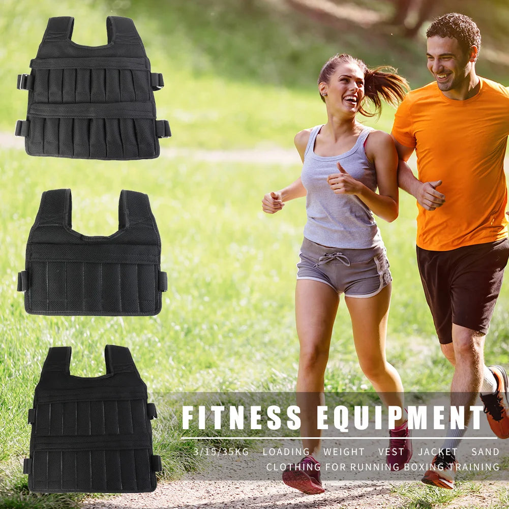 Adjustable Weight Training Vest – 3/15/35kg Fitness Running Jacket