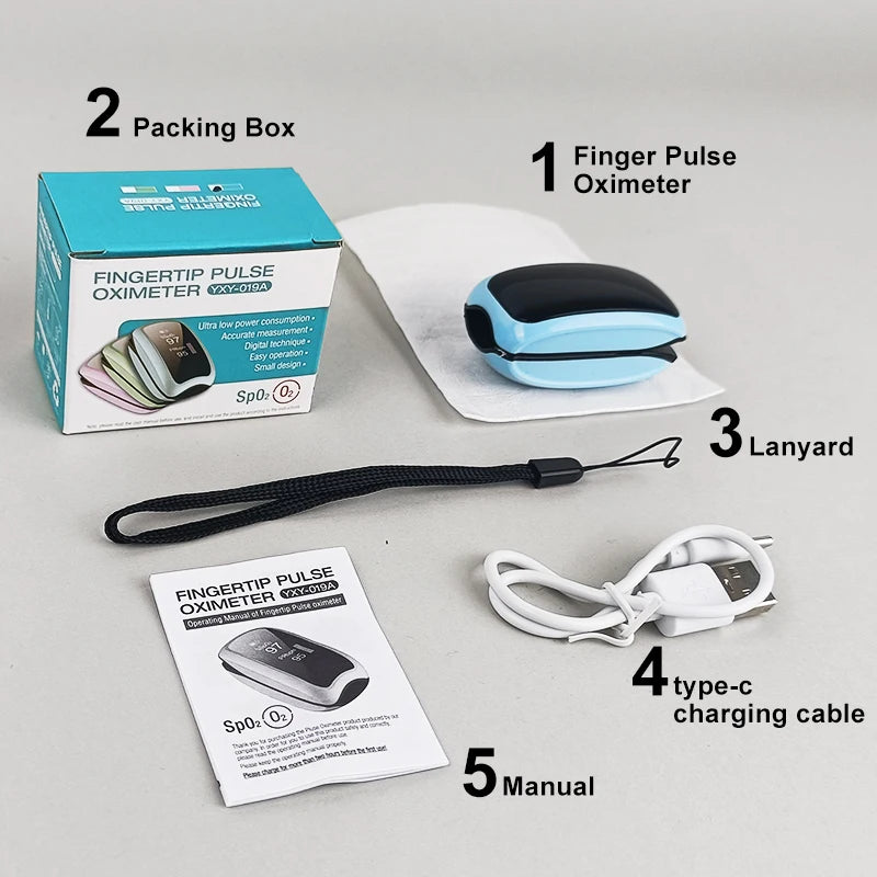 Rechargeable Finger Pulse Oximeter – SpO2 & Heart Rate Monitor