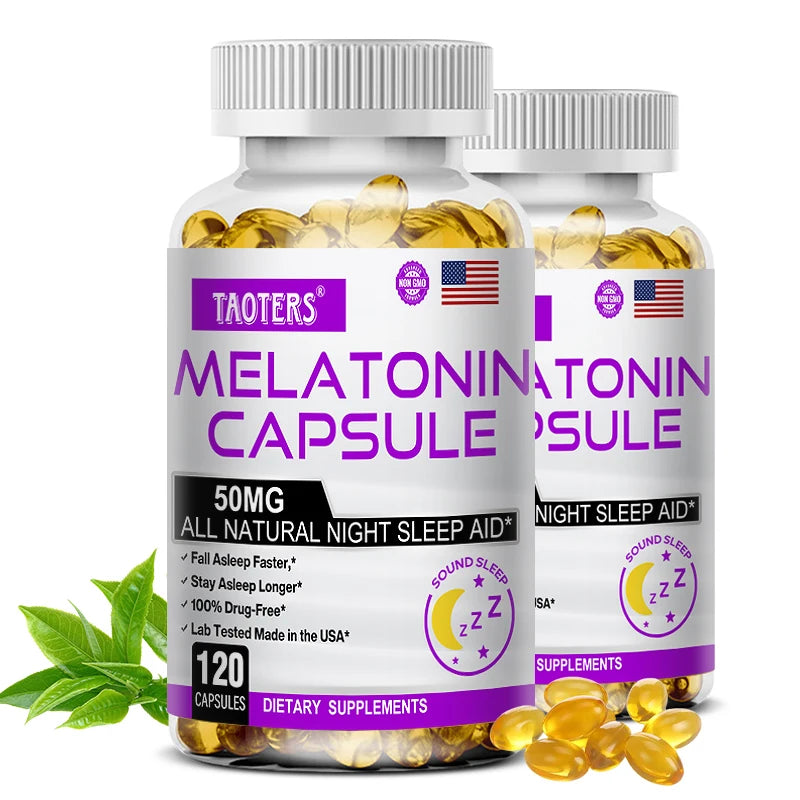 Melatonin Capsules – All-Natural Nighttime Sleep Aid for Adults